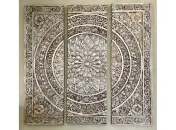 Gorgeous Carved Wood Wall Art With Metallic Painted Finish