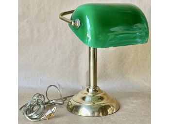 Brass & Glass Banker's Lamp