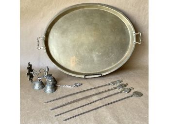 Brass Tray, Skewers, & Bells