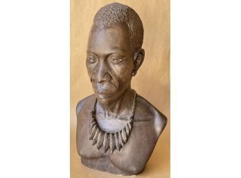 Mid Century Jean Castremanne Wood Bust With Dedication
