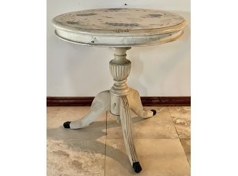 Distressed Round Occassional Table With Grape Motif