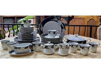Mikasa 'Charisma Black' China For 8 With Serving Pieces Including Tureen, Platter, Gravy Boat, Cream/sugar