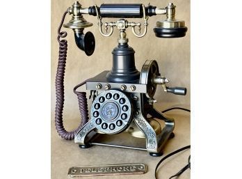 Vintage Style Land Line Telephone With Telephone Plaque
