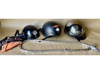 3 Harley Motorcycle Helmets With A Cobralinks Motorcycle Lock