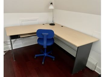 Corner Desk/work Station With Blue Desk Chair