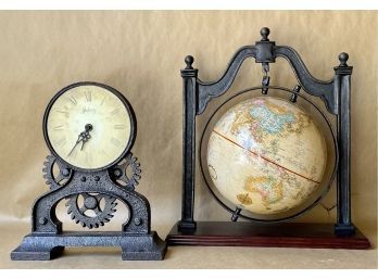 Antique Style Globe And Clock