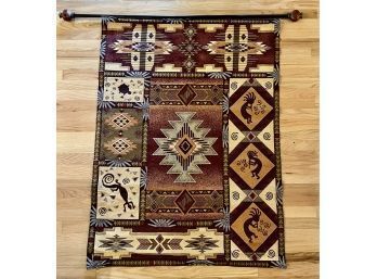 Southwestern Style Woven Tapestry With Rod & Hardware