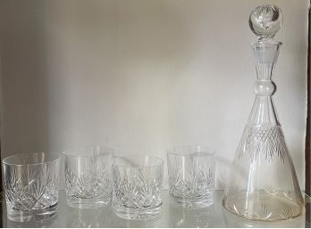 Antique Crystal Decanter And Glasses