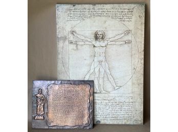 Davinci Wall Art With Hippocratic Oath In Greek