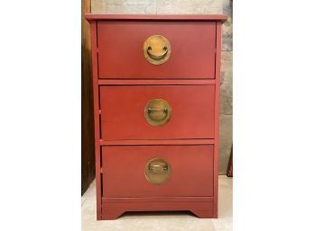 Red Painted 3 Drawer Cabinet