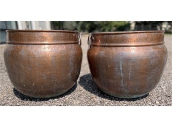 2 Large Copper Planter Pots