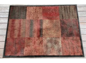 Contemporary Floor Rug With Red, Black And Gold Flecks