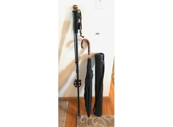 Umbrella, New Walking Stick, & Poster Or Rod Case