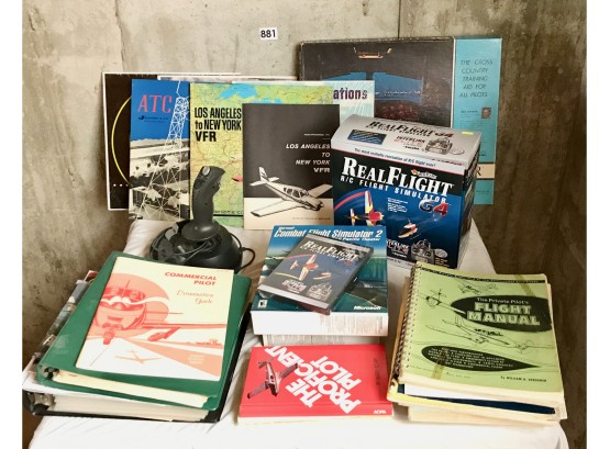 Computer & Manual Flight Simulators, Radio Records, & Flight Instruction Books