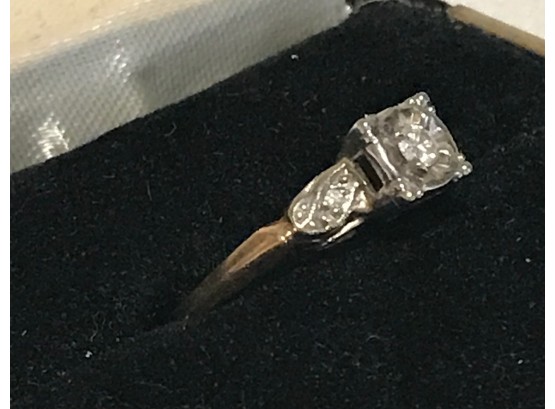 Vintage 14k Gold Engagement Ring W/Diamonds