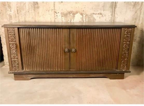 Vintage Low Cabinet W/Tambour Doors