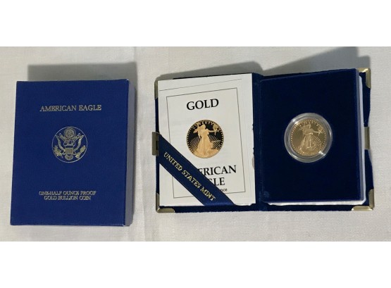 1989 American Eagle 1/2 Oz Proof Gold Bullion Coin, Marked 'P'