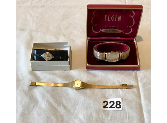 3 Vintage Watches Including Elgin & Bulova
