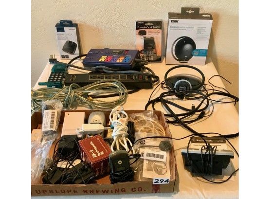 Surge Protector, Antenna, Vintage Phone, & Electrical Supplies