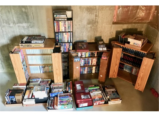 Huge Selection Of VHS Tapes W/ 3 Cabinets & 1 Stand