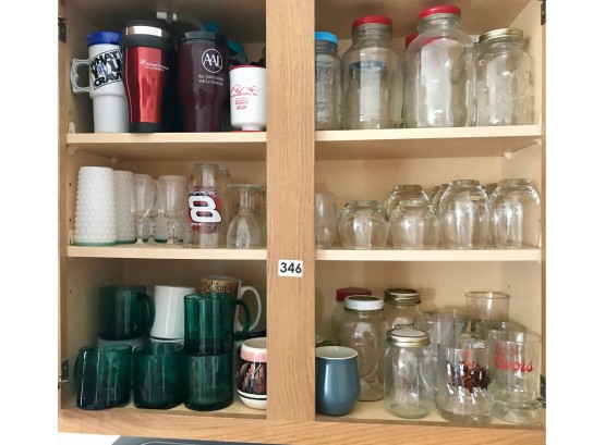Glasses, Mugs, Jars, Hobnail Milk Glass, & More