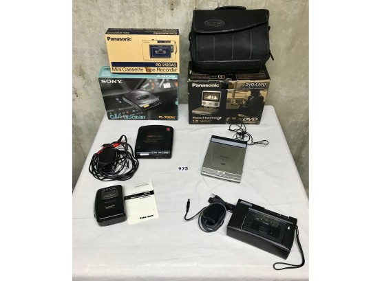 Panasonic Portable DVD Player, Sony Car Discman & 2 Tape Players