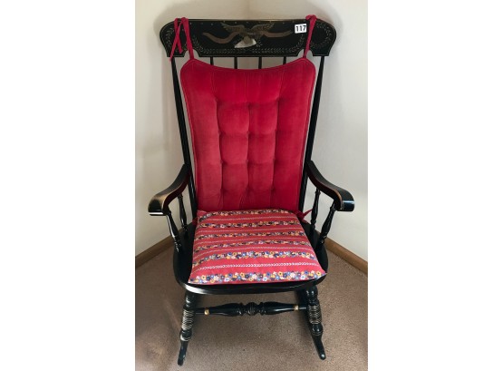 Black Painted Rocking Chair W/Cushions
