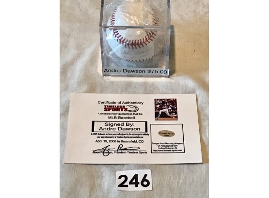 Baseball Signed By Andre Dawson W/Certificate Of Authenticity