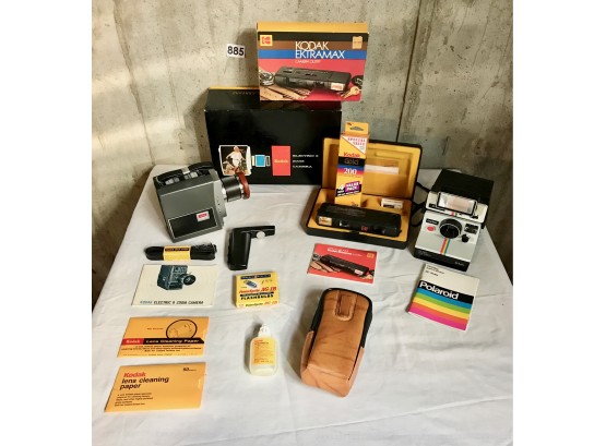 3 Vintage Kodak Cameras Including Electric 8, Polaroid, & Extra Max