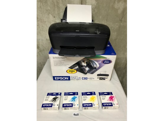 Epson Stylus C80 Ink Jet Printer W/Box & Extra Ink