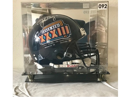 John Elway Signed Riddell Super Bowl Helmet In Case