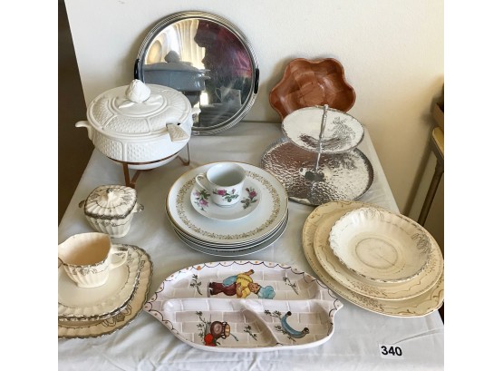 Lovely White Soup Tureen, Art Deco Serving Travy, Aluminum Snack Stand, Antique China, & More