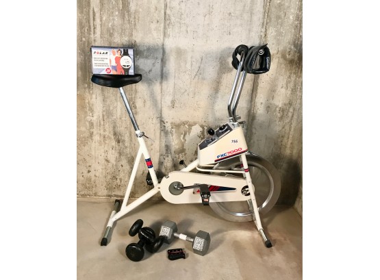 Sears FXC 7000 Exercise Bike, Weights, & Heart Rate Monitor