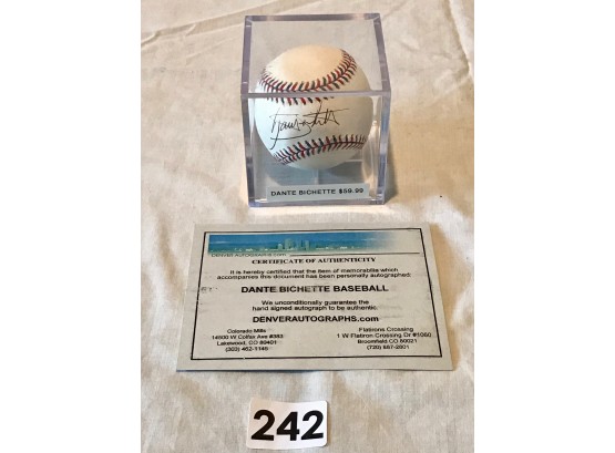 Baseball Signed By Dante Bichette W/Certificate Of Authenticity
