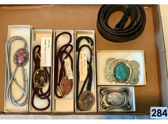 Natural Stone Bolo Ties & Belt Buckles
