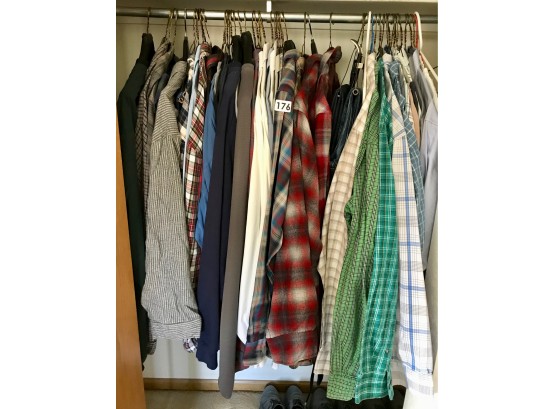 Closet Full Of Men's Clothing Including Wrangler, Broncos, Rockies, Pendleton, & Levi's 501