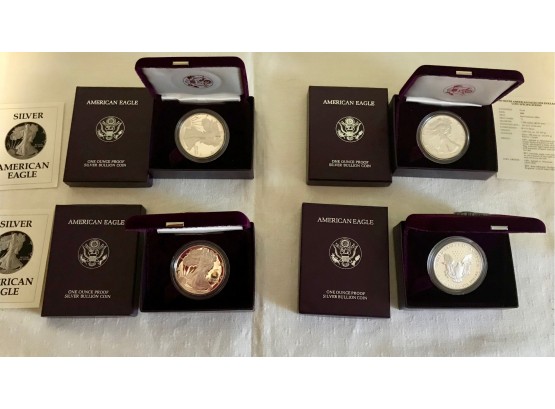 4 Silver American Eagle One Dollar Proof Coins