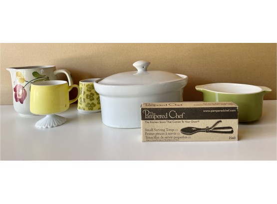 Vintage Kitchen Ceramics And Pampered Chef Tongs