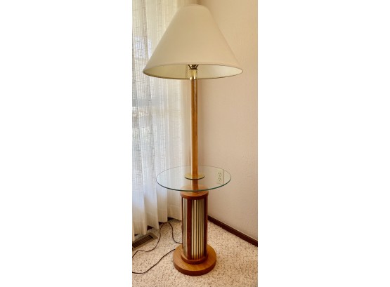 Vintage Floor Lamp With Built In Glass Table