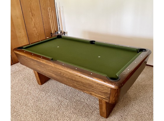 Mid Century Smith Bros. Pool Table With Accessories