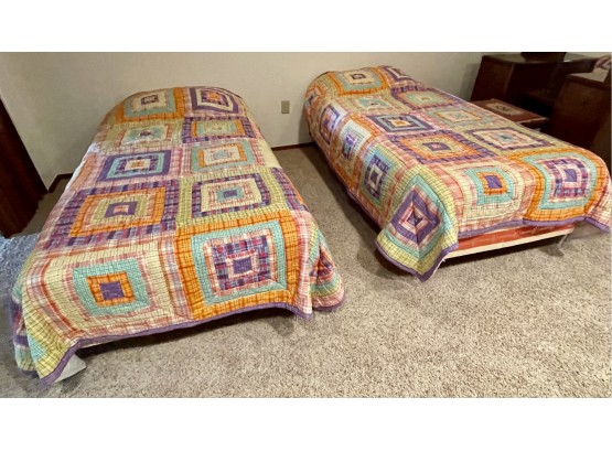 2 Handmade Vintage Twin Quilts
