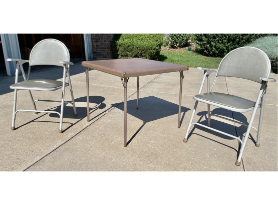 Vintage Folding Arm Chairs And Table