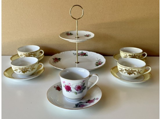 Vintage Teacups And Dessert Stand