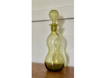 Mid Century Chartreuse Decanter With Ground Glass Stopper