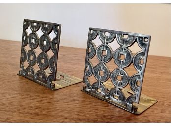 Pair Of Folding Brass Mid Century Bookends