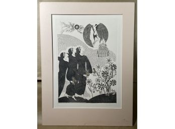 Signed Numbered 4/50 Matted Pen & Ink By Ivan Dobroruka '73