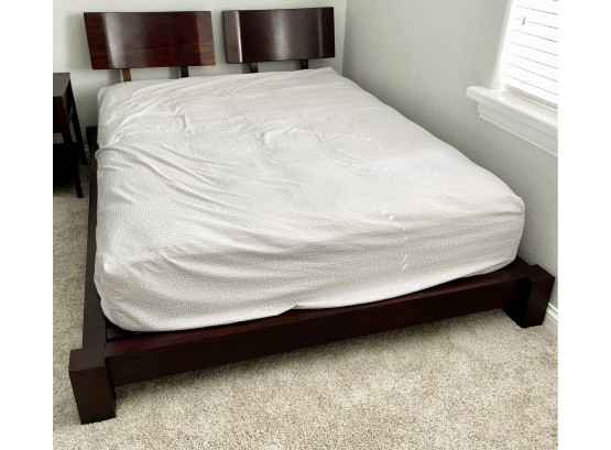 Contemporary Queen Bed In Espresso Finish With Optional Mattress