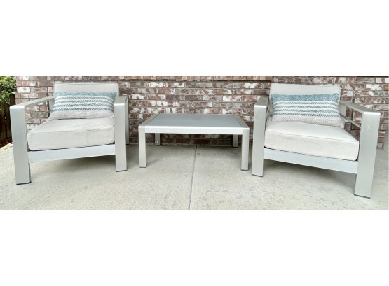 Aluminum Patio Chairs And Table With Throw Pillows