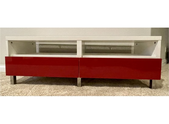 Ikea Besta Low Cabinet With Red Metal Drawers In Very Good Condion