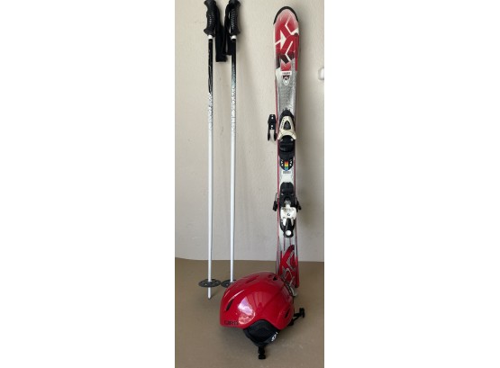 Kid's Skis, Poles, & Helmet